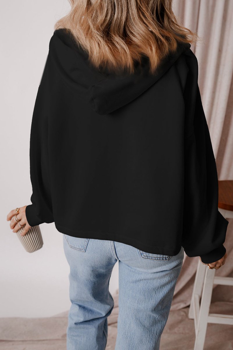 Kate Fleece Lined Half Zipper Kangaroo Pockets Loose Hoodie - DCCXIV.storeTops/Sweatshirts & Hoodies