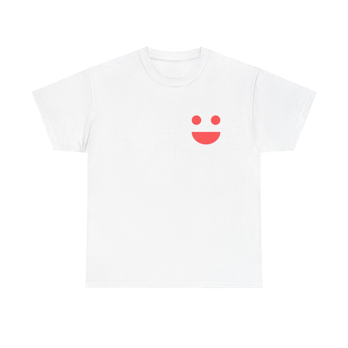 T-Shirt — “SMILE” Small Miracles In Life Exist Back Print, Minimal Smile Front