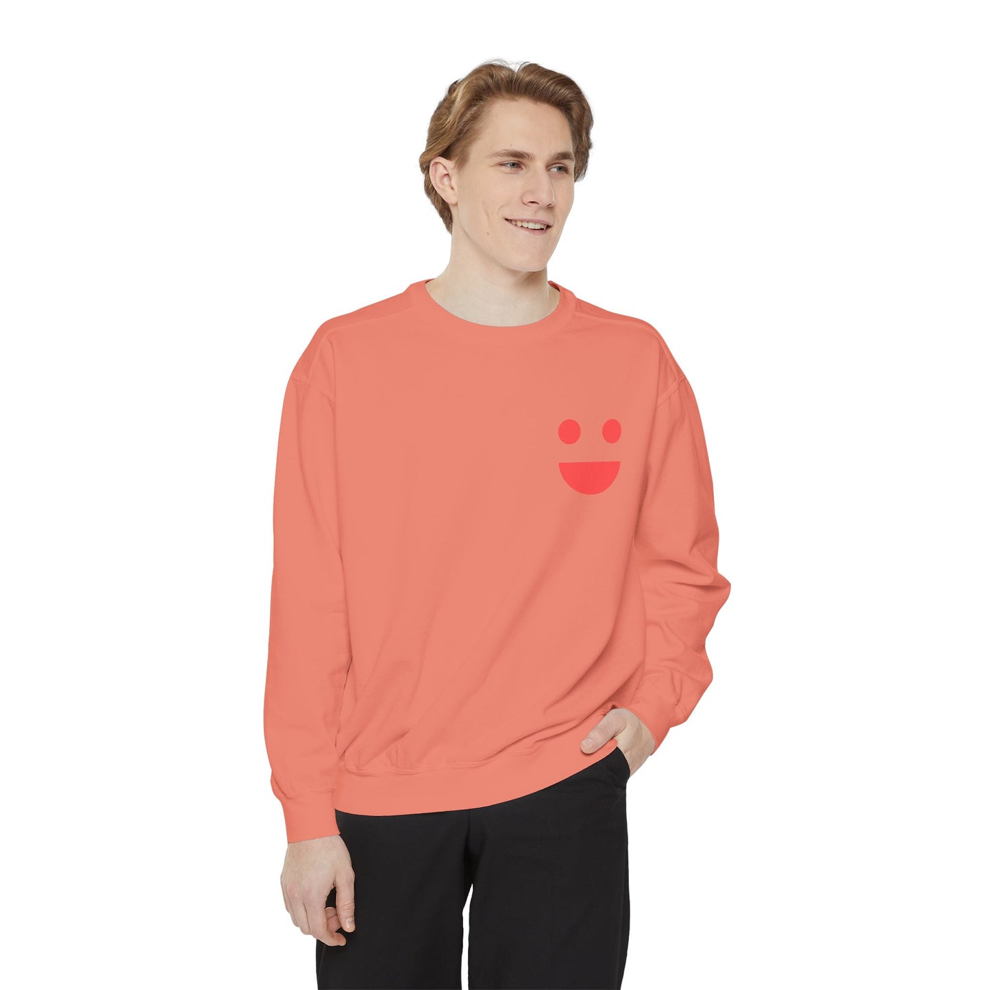 Sweatshirt — 'Small Miracles in Life Exist' Colorblock Smile Crewneck