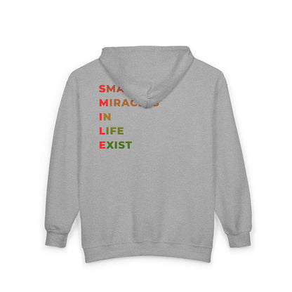 Small Miracles Zip Hoodie — 'Small Miracles in Life Exist' Motivational Full‑Zip Sweatshirt