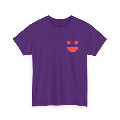 T-Shirt — “SMILE” Small Miracles In Life Exist Back Print, Minimal Smile Front