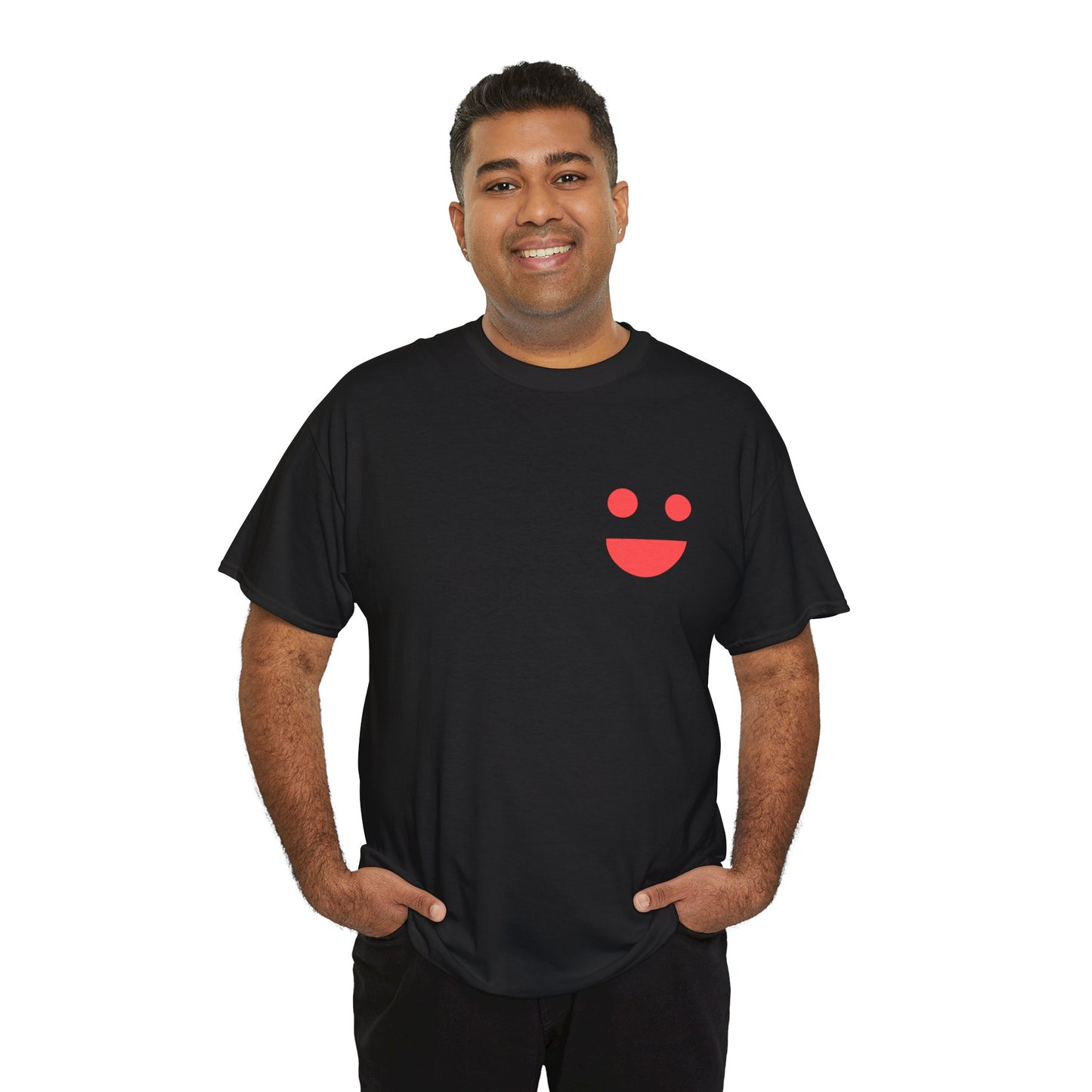 T-Shirt — “SMILE” Small Miracles In Life Exist Back Print, Minimal Smile Front