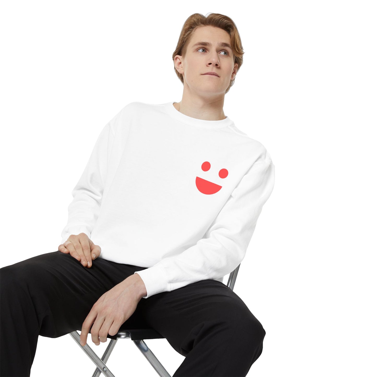 Sweatshirt — 'Small Miracles in Life Exist' Colorblock Smile Crewneck