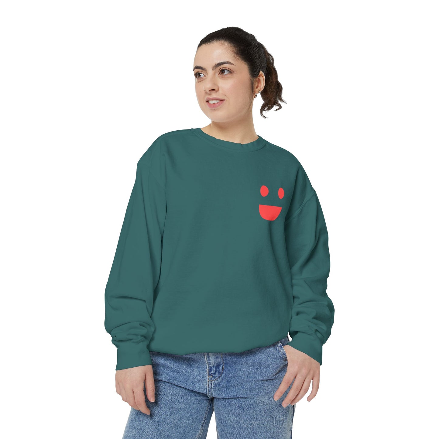 Sweatshirt — 'Small Miracles in Life Exist' Colorblock Smile Crewneck