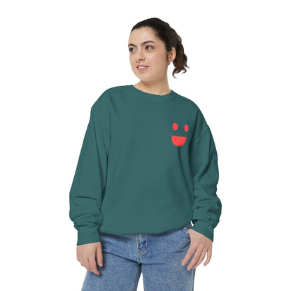 Sweatshirt — 'Small Miracles in Life Exist' Colorblock Smile Crewneck