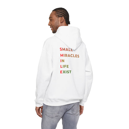Hoodie — 'Small Miracles In Life Exist' Minimal Smiley Pullover