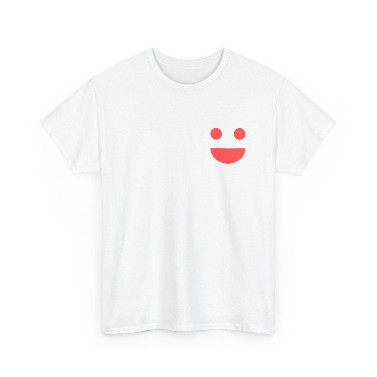 T-Shirt — “SMILE” Small Miracles In Life Exist Back Print, Minimal Smile Front