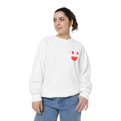 Sweatshirt — 'Small Miracles in Life Exist' Colorblock Smile Crewneck