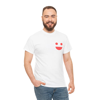 T-Shirt — “SMILE” Small Miracles In Life Exist Back Print, Minimal Smile Front