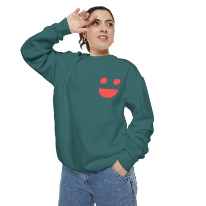 Sweatshirt — 'Small Miracles in Life Exist' Colorblock Smile Crewneck