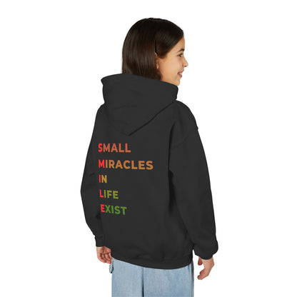 Youth Hoodie - 'Smile: Small Miracles In Life Exist' Positive Graphic Hoodie