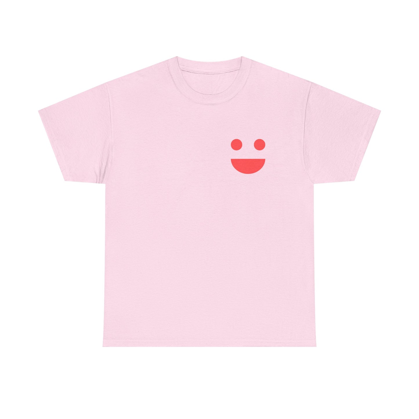 T-Shirt — “SMILE” Small Miracles In Life Exist Back Print, Minimal Smile Front