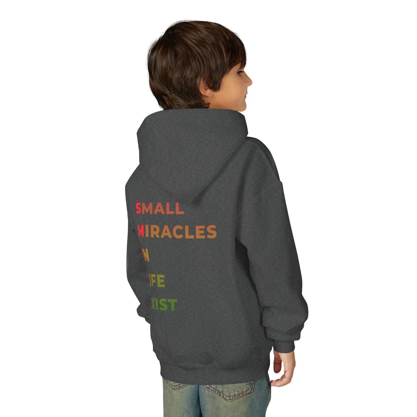 Youth Hoodie - 'Smile: Small Miracles In Life Exist' Positive Graphic Hoodie