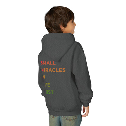 Youth Hoodie - 'Smile: Small Miracles In Life Exist' Positive Graphic Hoodie
