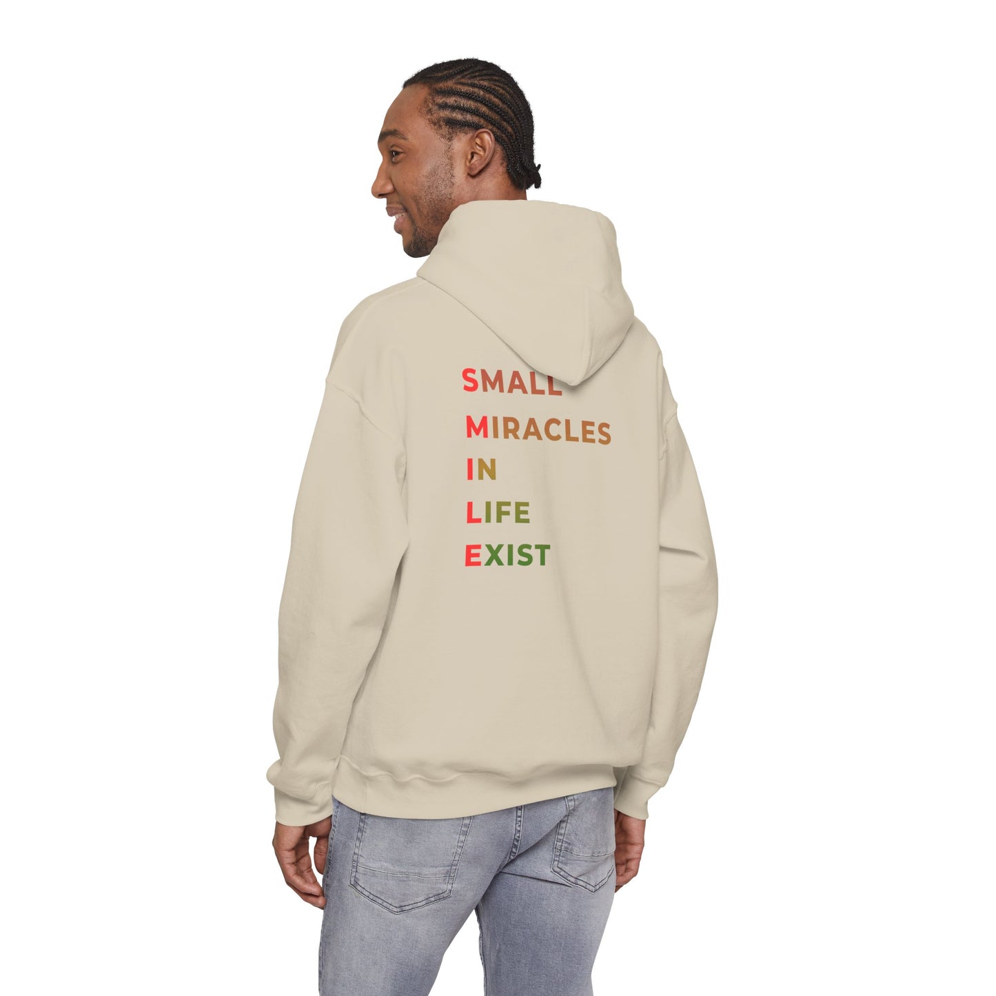 Hoodie — 'Small Miracles In Life Exist' Minimal Smiley Pullover