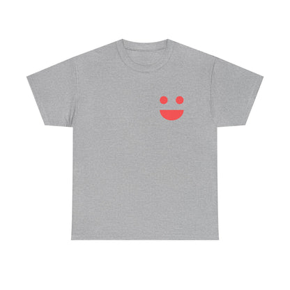 T-Shirt — “SMILE” Small Miracles In Life Exist Back Print, Minimal Smile Front