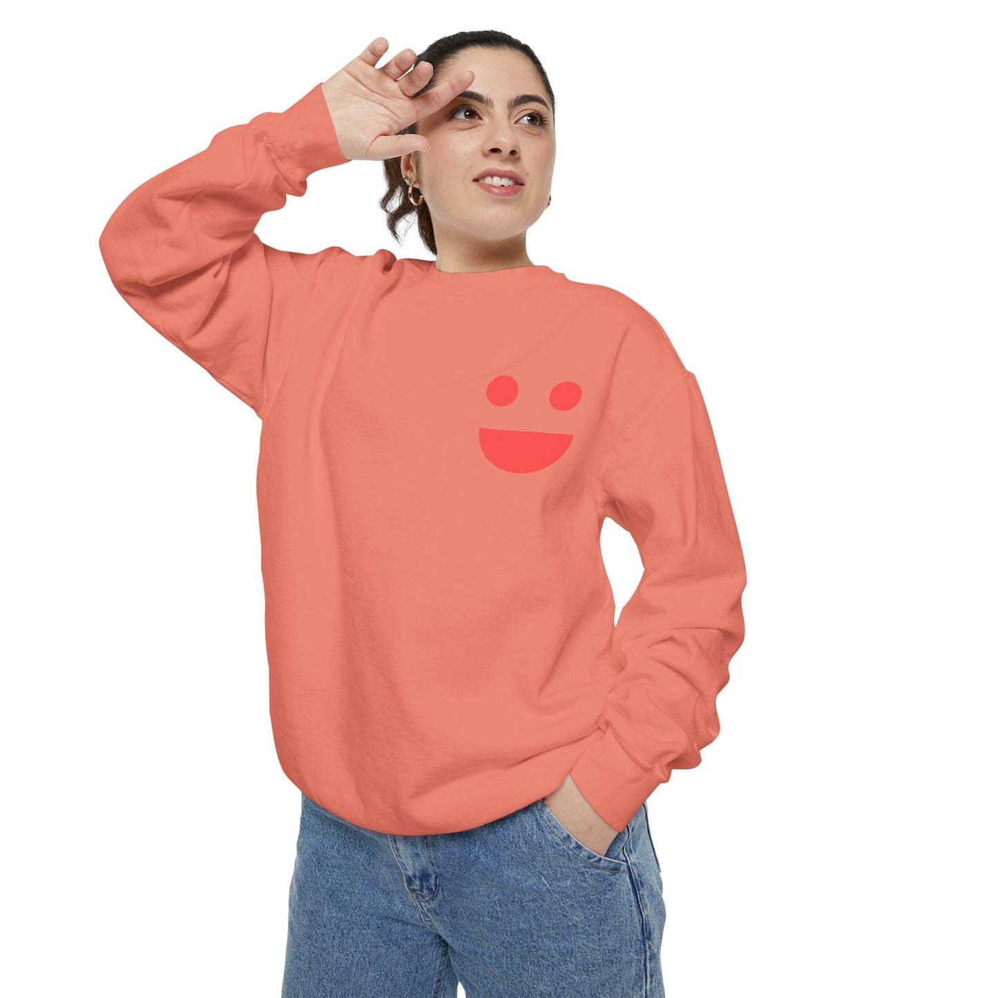 Sweatshirt — 'Small Miracles in Life Exist' Colorblock Smile Crewneck