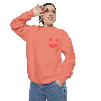 Sweatshirt — 'Small Miracles in Life Exist' Colorblock Smile Crewneck