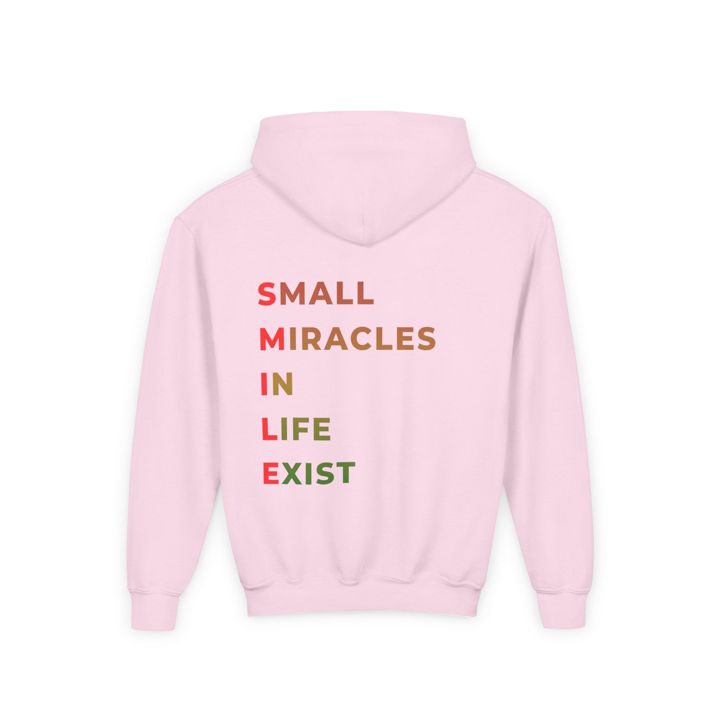 Youth Hoodie - 'Smile: Small Miracles In Life Exist' Positive Graphic Hoodie