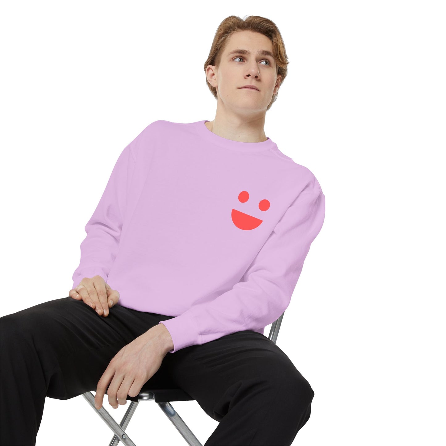 Sweatshirt — 'Small Miracles in Life Exist' Colorblock Smile Crewneck