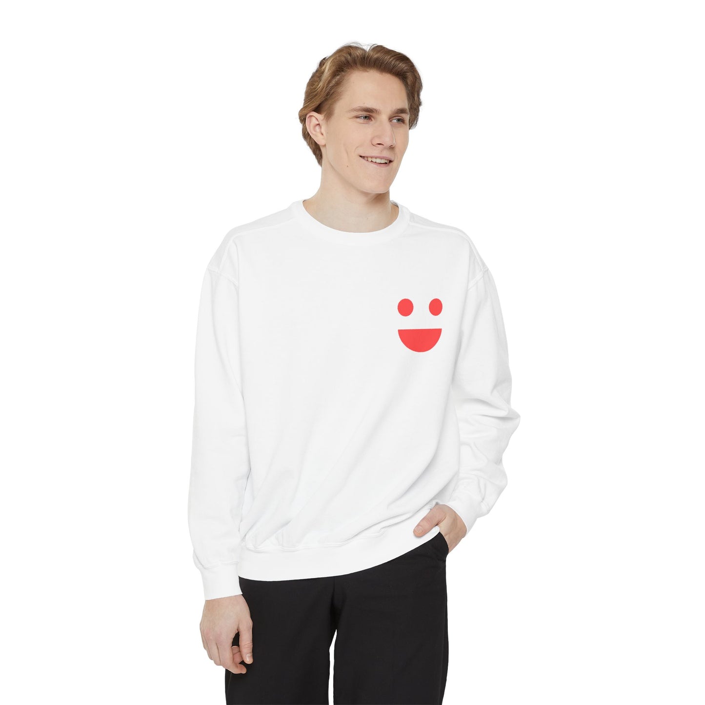 Sweatshirt — 'Small Miracles in Life Exist' Colorblock Smile Crewneck