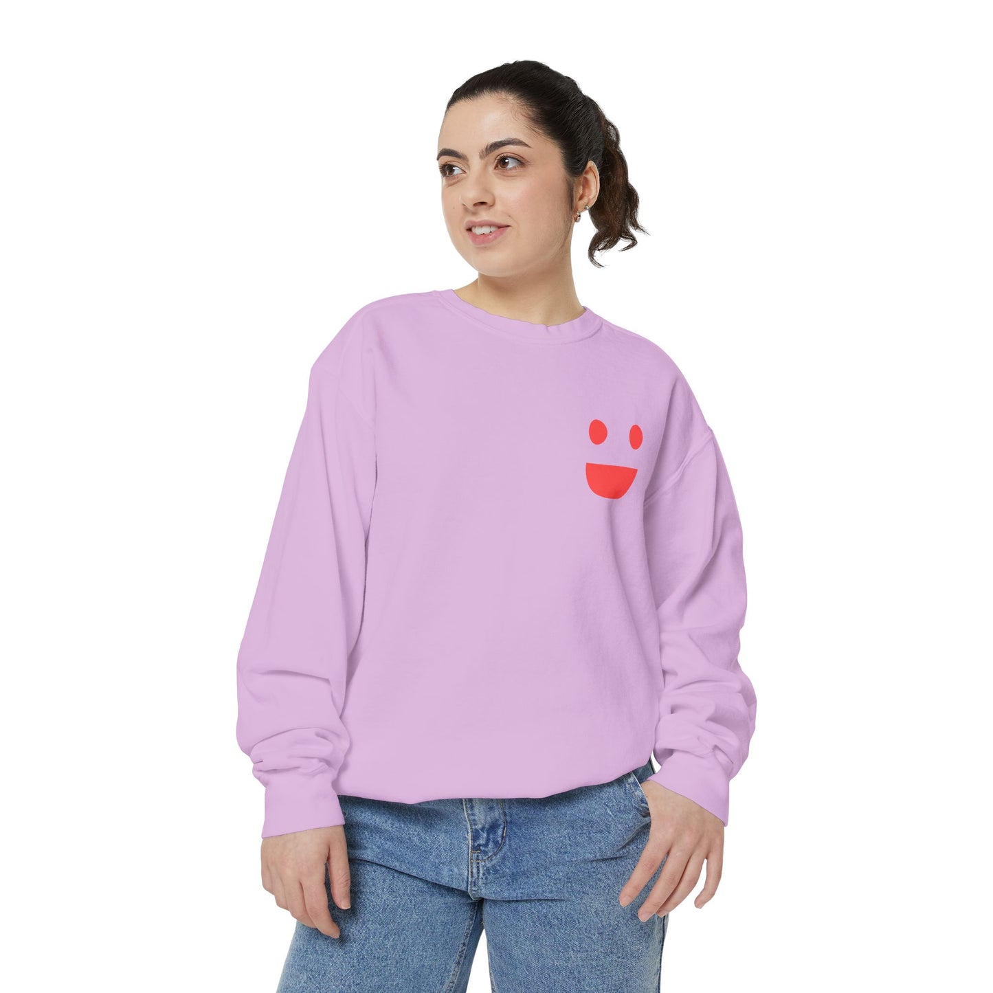 Sweatshirt — 'Small Miracles in Life Exist' Colorblock Smile Crewneck