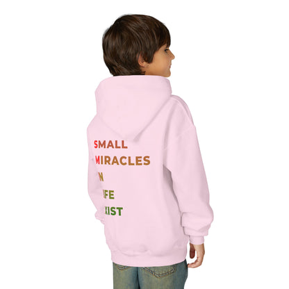 Youth Hoodie - 'Smile: Small Miracles In Life Exist' Positive Graphic Hoodie