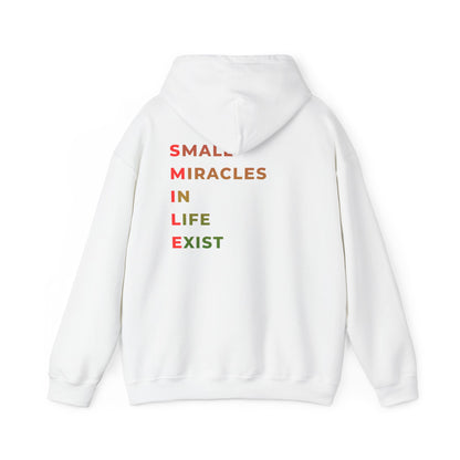 Hoodie — 'Small Miracles In Life Exist' Minimal Smiley Pullover