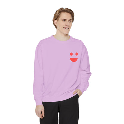 Sweatshirt — 'Small Miracles in Life Exist' Colorblock Smile Crewneck