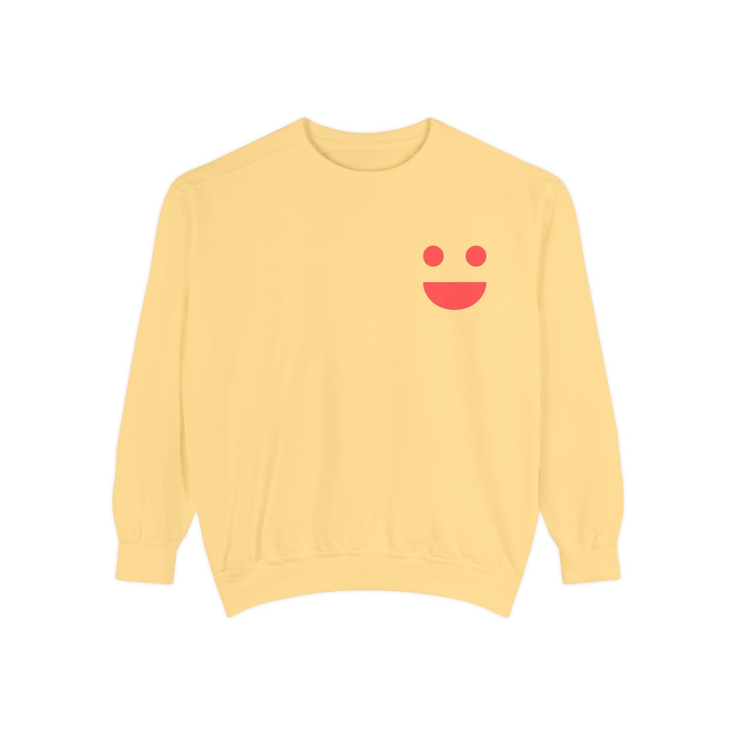 Sweatshirt — 'Small Miracles in Life Exist' Colorblock Smile Crewneck