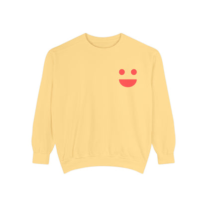 Sweatshirt — 'Small Miracles in Life Exist' Colorblock Smile Crewneck