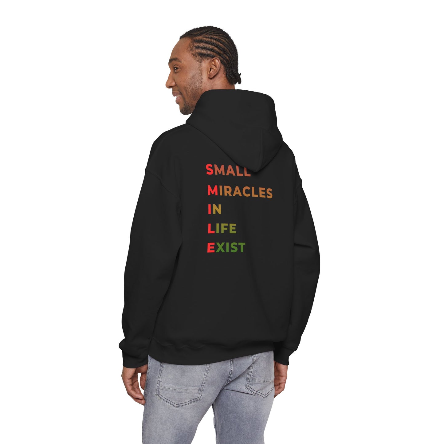 Hoodie — 'Small Miracles In Life Exist' Minimal Smiley Pullover