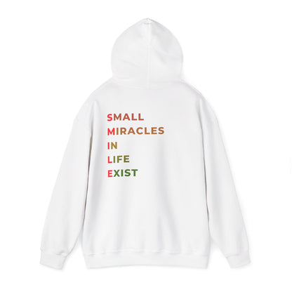 Hoodie — 'Small Miracles In Life Exist' Minimal Smiley Pullover