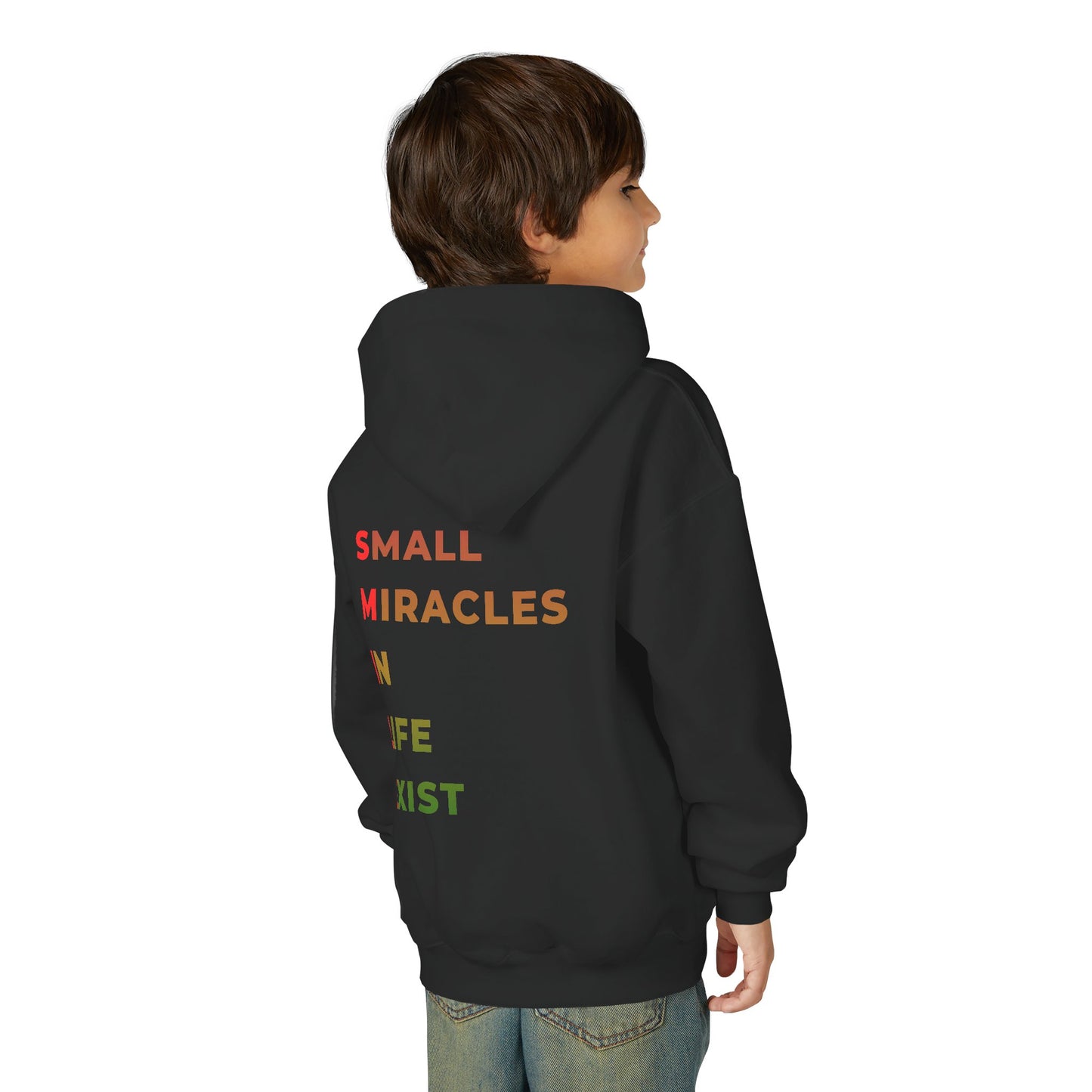 Youth Hoodie - 'Smile: Small Miracles In Life Exist' Positive Graphic Hoodie