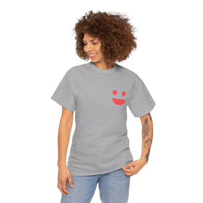 T-Shirt — “SMILE” Small Miracles In Life Exist Back Print, Minimal Smile Front
