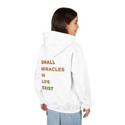 Youth Hoodie - 'Smile: Small Miracles In Life Exist' Positive Graphic Hoodie