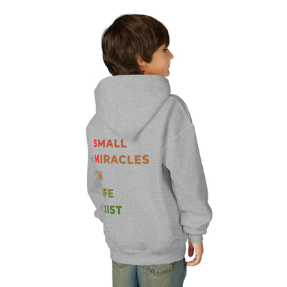 Youth Hoodie - 'Smile: Small Miracles In Life Exist' Positive Graphic Hoodie