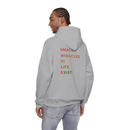 Hoodie — 'Small Miracles In Life Exist' Minimal Smiley Pullover