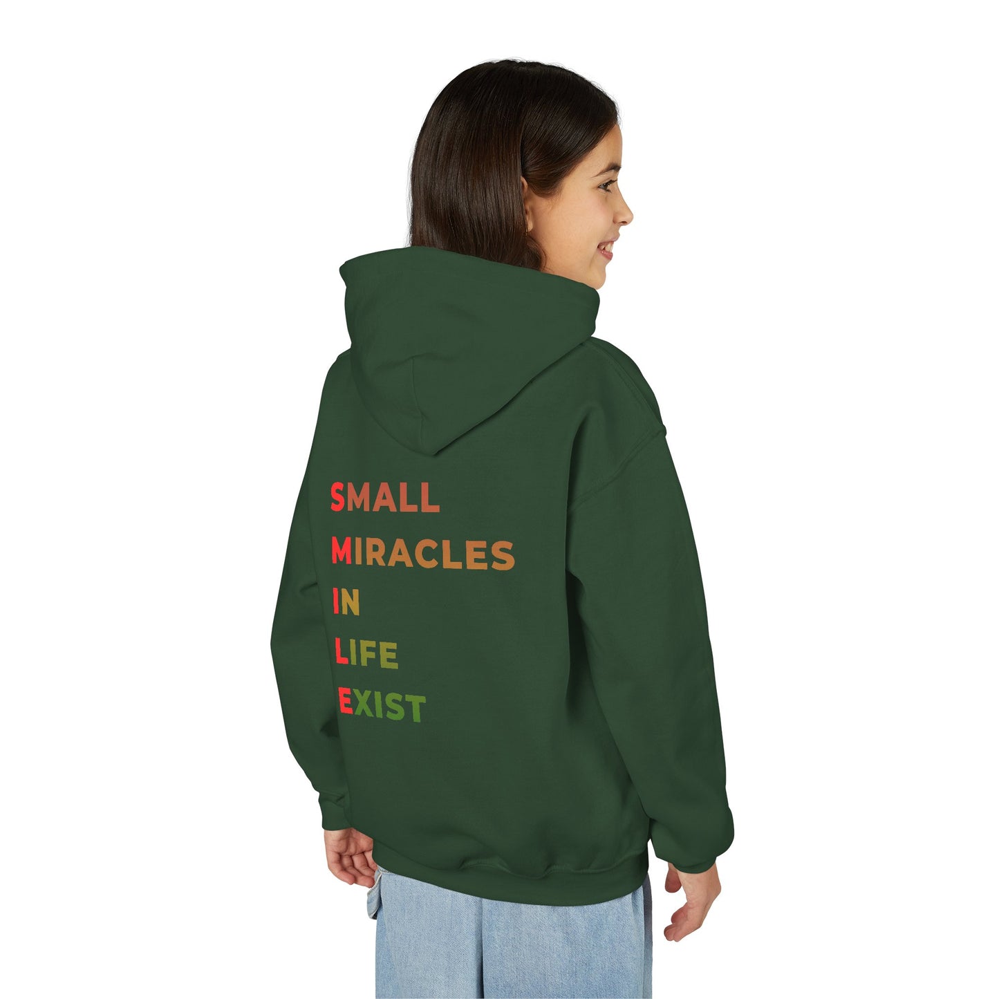 Youth Hoodie - 'Smile: Small Miracles In Life Exist' Positive Graphic Hoodie