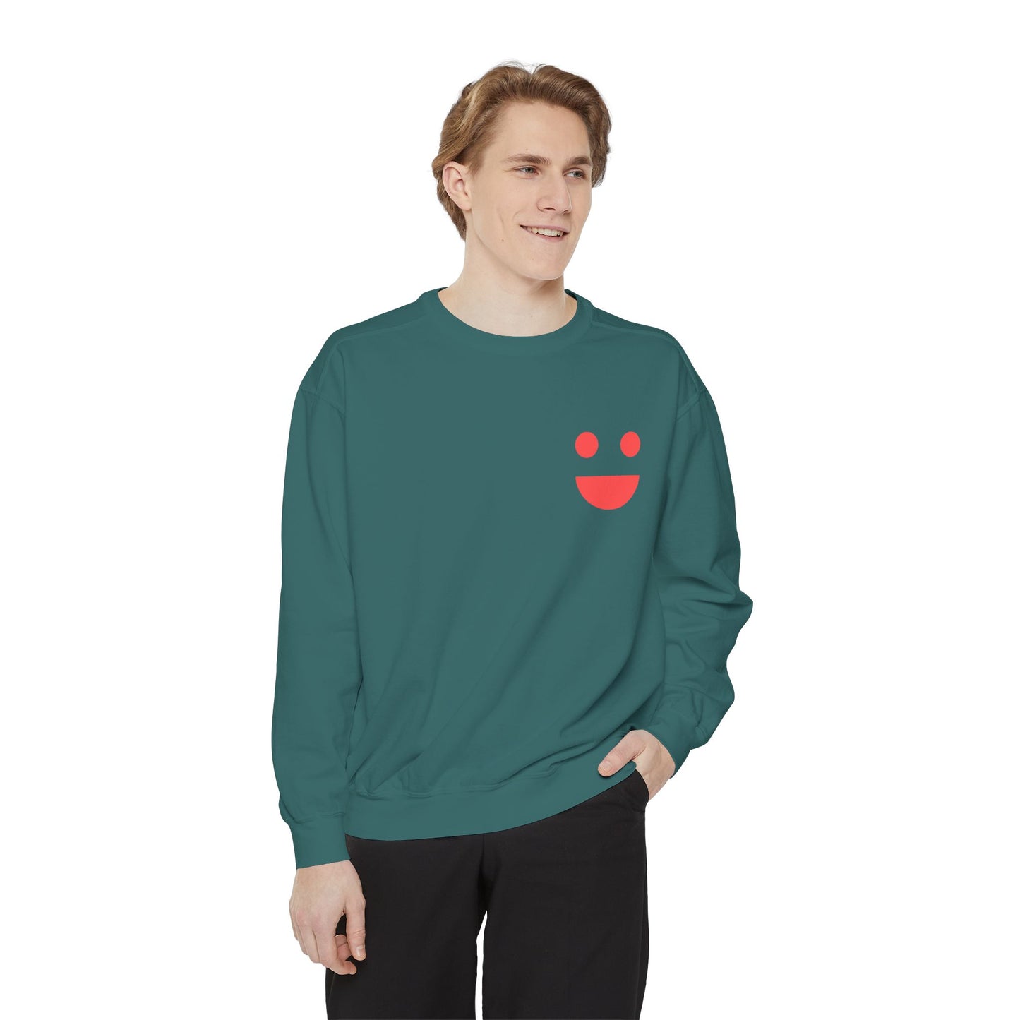 Sweatshirt — 'Small Miracles in Life Exist' Colorblock Smile Crewneck