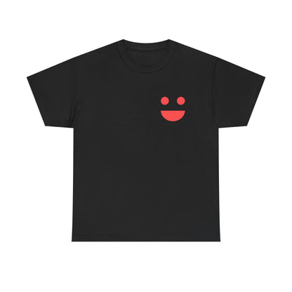 T-Shirt — “SMILE” Small Miracles In Life Exist Back Print, Minimal Smile Front