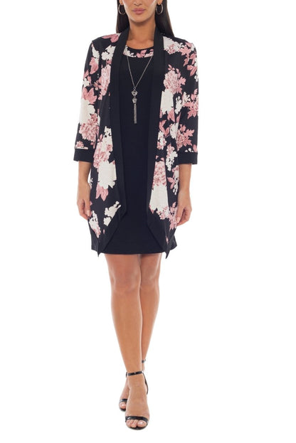 Marina Scoop Neck Sleeveless Sheath Silhouette Top With Open Front Floral Print Jacket - DCCXIV.storeMISSY CASUAL DRESS