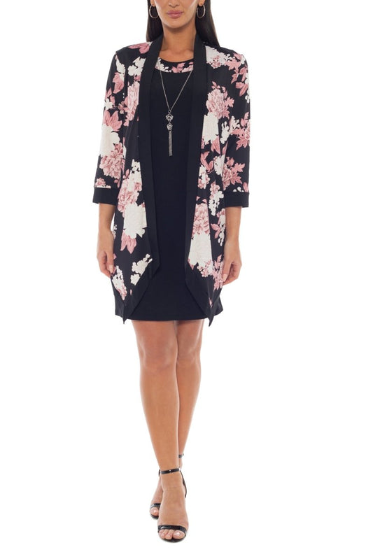Marina Scoop Neck Sleeveless Sheath Silhouette Top With Open Front Floral Print Jacket - DCCXIV.storeMISSY CASUAL DRESS