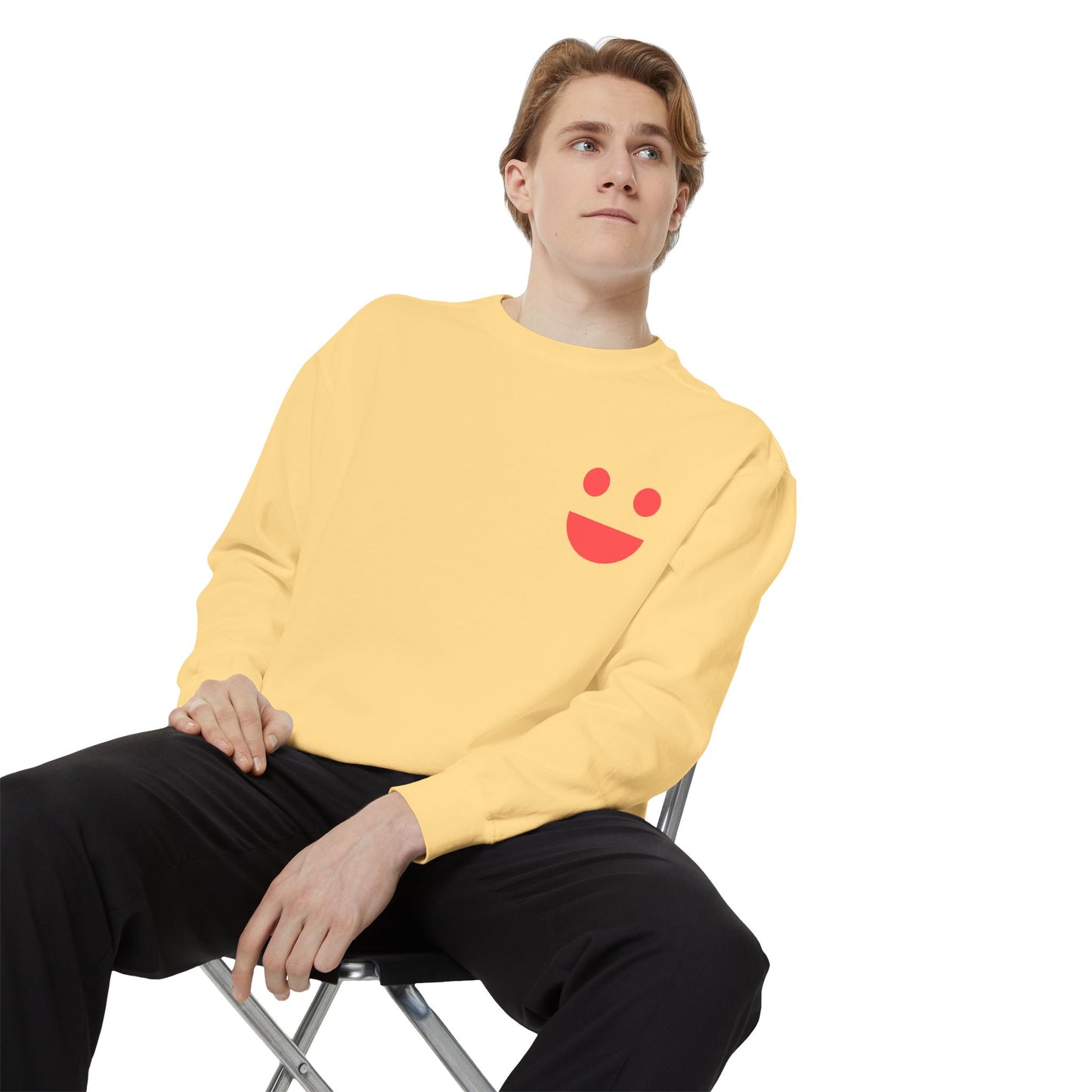 Sweatshirt — 'Small Miracles in Life Exist' Colorblock Smile Crewneck