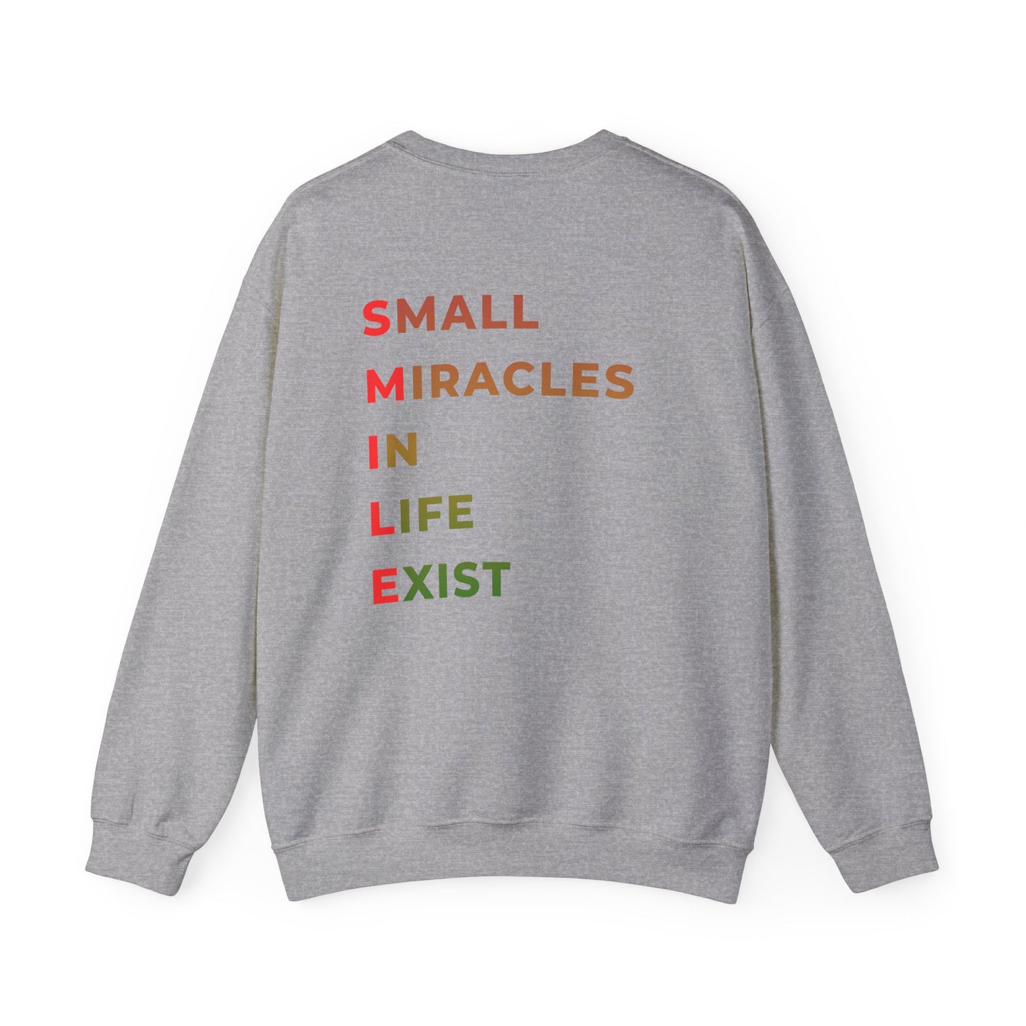 Crewneck Sweatshirt — "SMILE" Colorblock Back Print (Small Miracles In Life Exist)