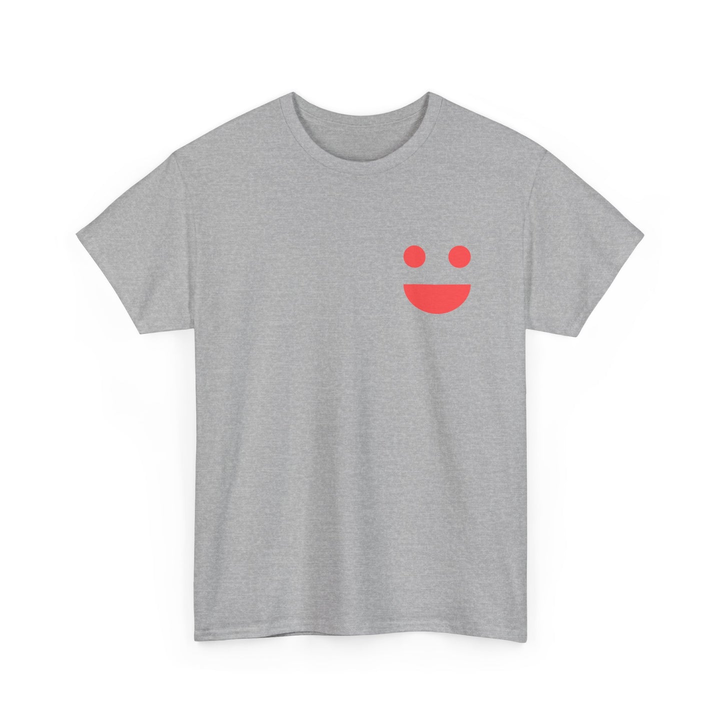 T-Shirt — “SMILE” Small Miracles In Life Exist Back Print, Minimal Smile Front