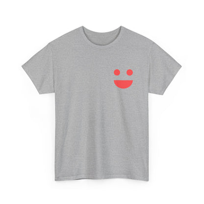 T-Shirt — “SMILE” Small Miracles In Life Exist Back Print, Minimal Smile Front