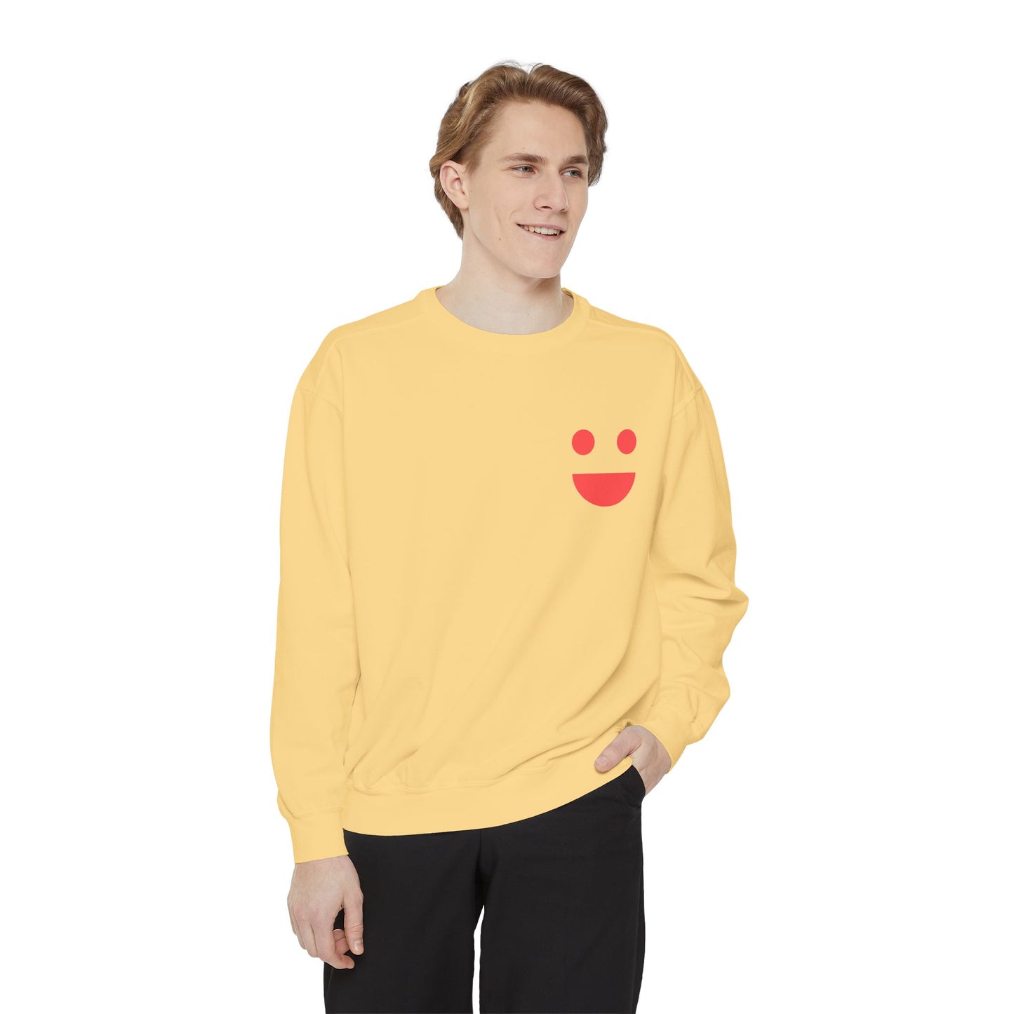 Sweatshirt — 'Small Miracles in Life Exist' Colorblock Smile Crewneck
