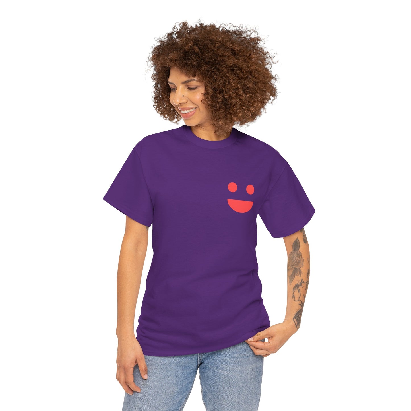 T-Shirt — “SMILE” Small Miracles In Life Exist Back Print, Minimal Smile Front