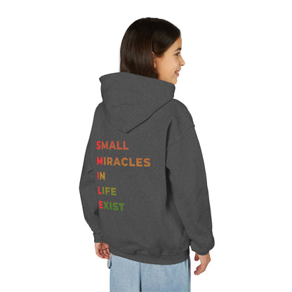Youth Hoodie - 'Smile: Small Miracles In Life Exist' Positive Graphic Hoodie